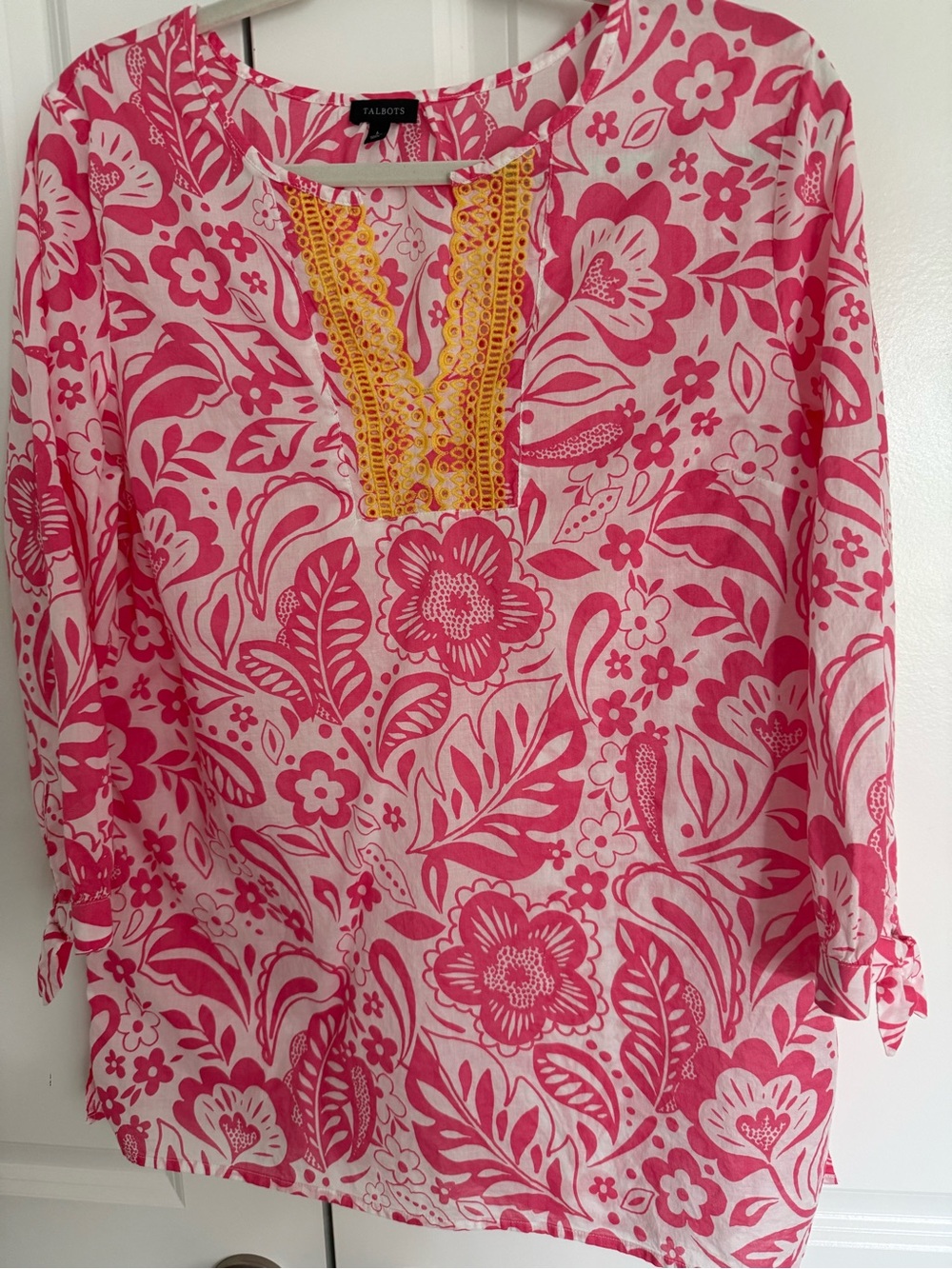 Talbots Pink and Yellow Floral Top